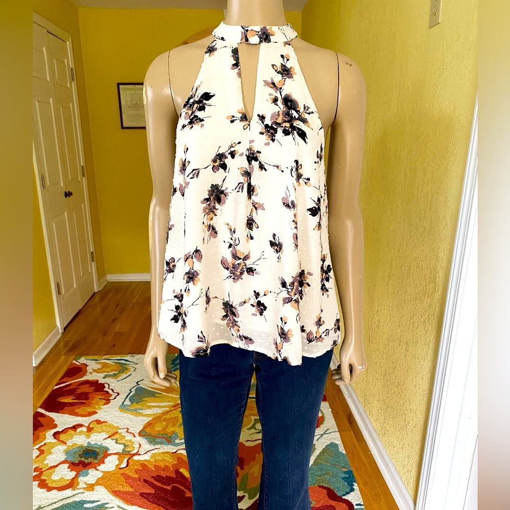 Floral Halter-Neck Tank Top